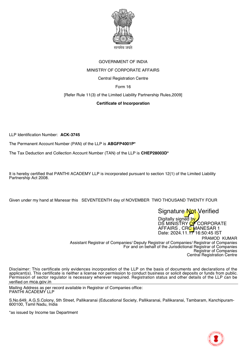 Certificate of Incorporation